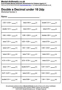 Free PDF mental maths worksheets - download and print - for children